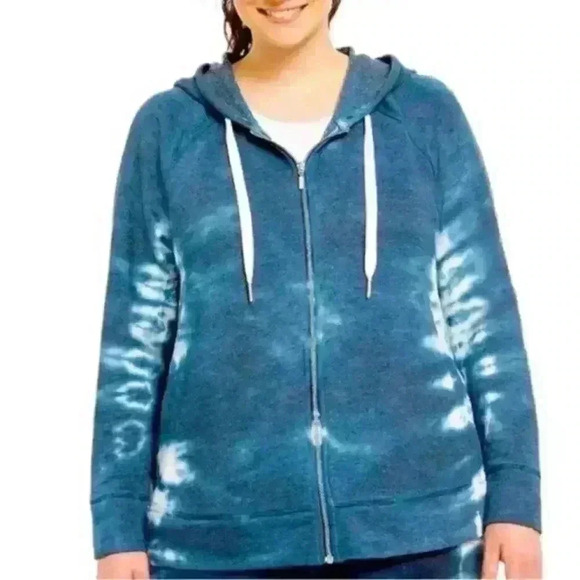 Lane Bryant Livi Activewear Blue Tie Dye Hoodie Size 14/16 - Picture 1 of 11